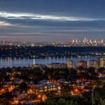 Westchester County New York skyline at night representing the 914 area code