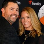 Danielle Belluomini with husband Jed York at a public event, with an inset image related to Jed York’s 2026 legal news