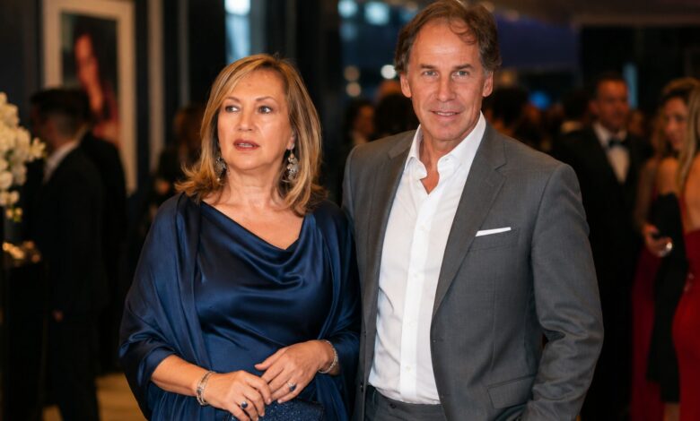 AC Milan football legend Franco Baresi and his wife Maura Lari attending a formal event together.