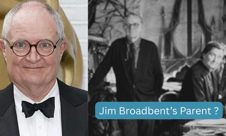 Jim Broadbent pictured alongside a historical image of his parents Roy Broadbent and Doreen Broadbent