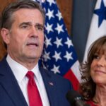 Michele Ratcliffe with John Ratcliffe at a formal U.S. government event