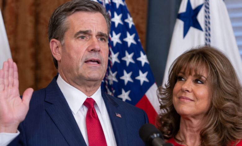 Michele Ratcliffe with John Ratcliffe at a formal U.S. government event