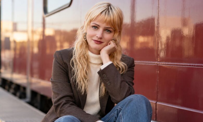 Esther Rose McGregor, actress and daughter of Ewan McGregor, in a cinematic outdoor portrait