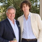 Felix Bonneville with his father Hugh Bonneville at a Wimbledon event