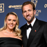 Kate Kane and Harry Kane posing together at the Ballon d'Or ceremony.