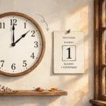 A wall clock being turned back one hour as US daylight saving time ends on 1 November 2026