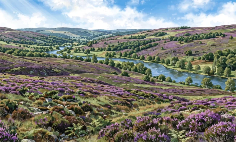 A river running through Yorkshire countryside, a generic illustration